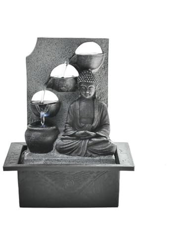 LIBANGRONG-888 Fuente de Interior Adorno de Fuente de Buda Zen, decoración de Escritorio, Fuente de Agua Circular, decoración de Paisaje acuático for Escritorio de Oficina Fuente de Mesa