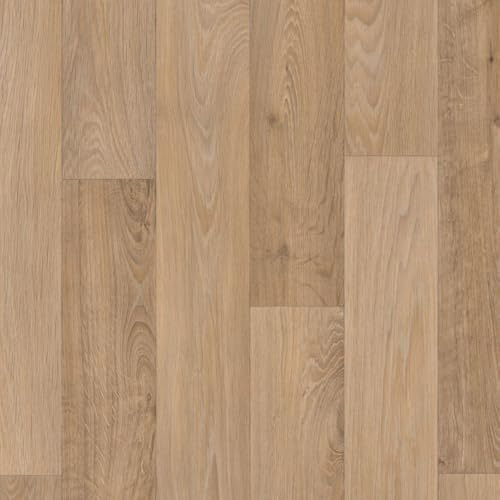 VINYL FLOORING UK Beige Modern Wood Effect Anti-Slip Vinyl Flooring for Kitchen, Bathroom, & Living Room, 2.8mm Thick Cushion Backed Vinyl Sheet, 15 Years Warranty-2 X 2 mt