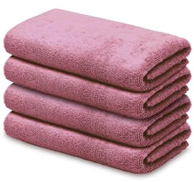 LOOKS BY WOLFGANG JOOP 4X Gästehandtuch 30x50 cm – 100% Baumwolle Luxus Gästehandtücher mit Aufhänger & Logostick, 4er Set Gästetuch rosa