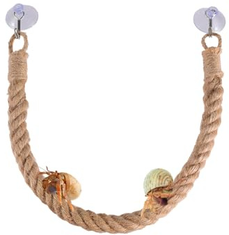 DONGKER Hermit Crab Climbing Rope,Sisal Rope Lizards Climbing Ladder Toy with Hook & Suction Cups for Reptile Geckos Resting Exploring Hiding Play