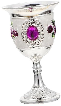 OFFSCH Retro Stil Weinglas Kleiner Europäischer Goblet Für Zuhause Und Bar Edles Design Mit Silber Und Blumenmuster Für Feiern Und Dekoration