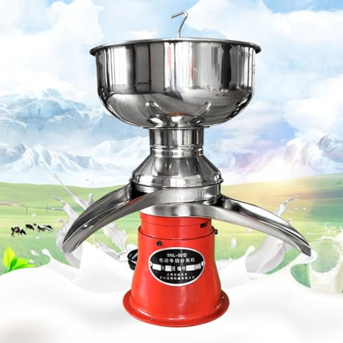GJBMXSM Separatore Elettrico di Panna per Latte Fresco, Separatore Centrifugo di Crema per Latte 8 L, Resa 50 L/H, Centrifuga per Burro Multifunzionale in Acciaio Inossidabile