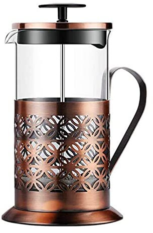 ZHZXBDGQ Cafetière à piston en acier inoxydable, filtre à piston en acier inoxydable, cafetière manuelle finition cuivre, presse à café, 600 ml