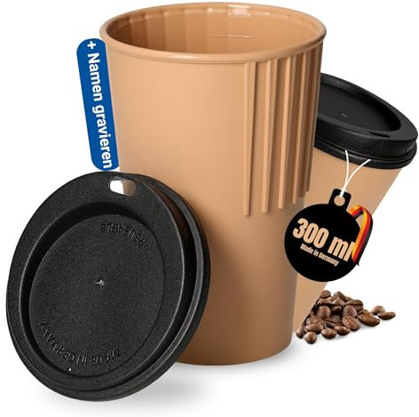 Personalisierter Kaffeebecher to go 300 ml - Trinkbecher lebensmittelecht | Coffee to go, doppelwandig, hält lange warm, Büro, Auto, Reise, Made in Germany