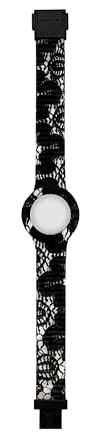 HIP HOP HBU1185 Damenuhr Lace Zifferblatt einfarbig schwarz und Silikonarmband bedruckt schwarz, Armband