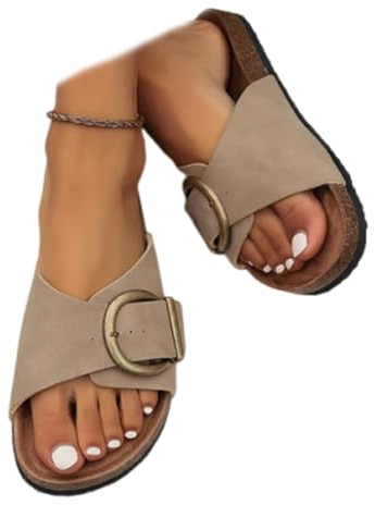 Avanise Modische, Bequeme Orthopädische Sandalen, Orthopädische Sandalen Für Damen, Flache Slipper Mit Plateau-Fußgewölbeunterstützung (Khaki,40)