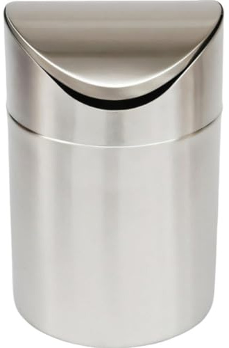 Abbdbd Mini Pattumiera 1,5 L, Pattumiera con Coperchio Basculante Bilanciato, Pattumiera in Acciaio Inox per Tavolo Toeletta Cucina