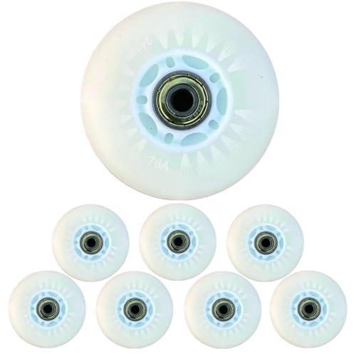 JCCHT Ruedas de Patines en línea iluminadas, Ruedas de Repuesto de PU luminiscentes de 60 mm a 110 mm con rodamientos, 90 A, Paquete de 8,Blanca,110MM