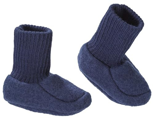 Walk-skor baby – 100 % ekologisk merino, valkad ull – varm och mjuk – unisex storlek 50 – 68 – hållbar och rättvis – smiter försiktigt på babyfoten, ingen glidning – Tillverkad i Tyskland, indigo, 0-3