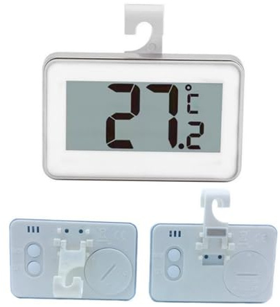 HIAKDOFT Termometro Alta Precisione per Frigorifero Schermo LCD Chiaro e Display Affidabile Misuratore Temperatura per Conservazione Alimenti Facile Installazione con Supporto e Gancio