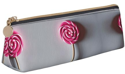 Ghjkfbf Astuccio in pelle con stampa lecca-lecca, sacchetto con cerniera per forniture di cancelleria, piccola borsa cosmetica