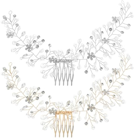 Alipis 2 peinetas brillantes para el cabello de novia - Tocado floral nupcial con cristal - Adorno para el cabello de novia - Accesorio para el de