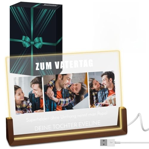 Maverton horizontales LED Acrylglas mit Foto - Deko Nachtlicht - Glasbild mit LED-Beleuchtung - Hochzeitsgeschenke für Brautpaar - personalisierte Geschenke für Frauen und Männer zum Geburtstag