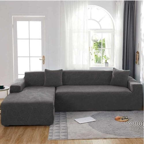 Stretch Velvet Corner Sofa Covers, Waterproof L-Shaped Recliner Protector for 1/2/3/4 Seaters, Fitted Furniture Cover, H-185-230cm, Ideal for Garden & Home
