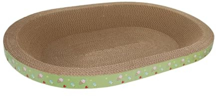 QUXVUIS Katzenkratzbrett Loungebett mit Kratz und Schlaffunktion, Katzenkratzbett aus Karton für mehr Komfort für Haustiere, Kratzmöbel aus Wellpappe, Gelbgrün, 43 x 28 x 8 cm