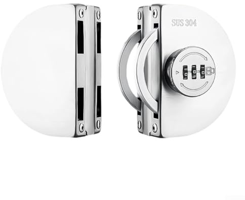 Verrou de porte en verre, sans cadre, sans perçage, facile à installer, nickel brossé, serrure de sol ouverte simple pour bureau (double cercle)