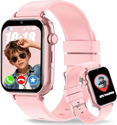 Montre Connectée Enfant GPS 4G Appel Vidéo SOS Chat Familial Podomètre