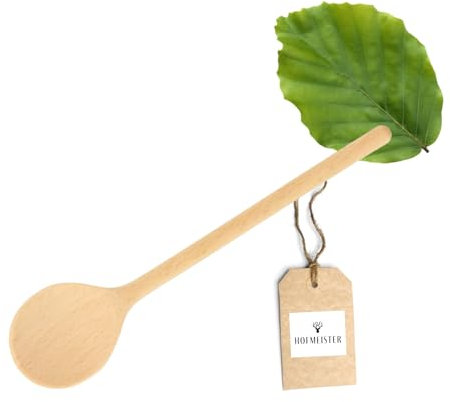 HOFMEISTER® Holz-Kochlöffel, 16 cm, Naturprodukt: handgefertigt, plastikfrei, keine Kratzer im Topf, unbehandelt, hitzebeständig, antibakterieller Rührlöffel aus Buche, rund (1 Stück)