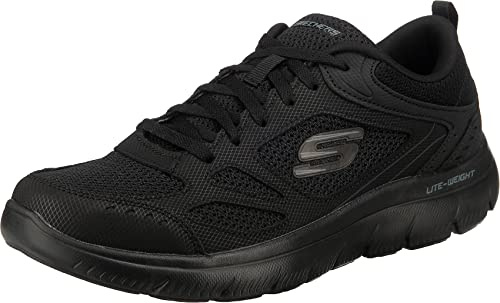Skechers Men's Summits South Rim Trainers, Black Leather/Mesh/Trim, 11 UK
