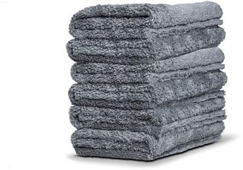 Adam's Borderless Grey Microfiber Towel (6pk) - Premium Ultra Soft Car Detailng Towel Cloths, 480gsm - Safe for Car Wash, Home Cleaning & Pet Drying Cloths (16 Inch x 16 Inch)