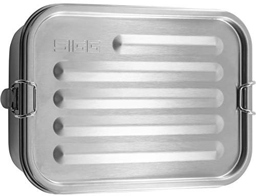 Sigg Gemstone Box Lunch Box, Stainless Steel Lunch Box with Leak-Proof Silicone Rim, Divided Lunch Box for Lunch and Leftovers, Silver