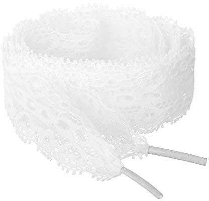 sourcing map 2 Paires Femmes Lacets Dentelle Fleur Lace Chaussure Creuse Plate Corde blanc 120 cm / 47,24 