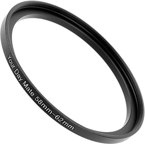 Step Up Ring, 1 Stück, Ø 58 auf 62 mm Durchmesser, Ultra Slim Design, Aluminium Einfassung, für Ø 58 mm Objektiv und Ø 62 mm Filter, Adapter Ring, Filteradapter Stepup Kamera, Step-Up Objektiv Camera