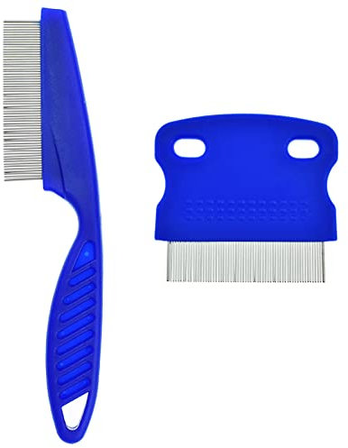 2 Pcs Pet Comb for Cat Dog Flea Lice Tear Stain Remover Combs Fine Tooth Grooming Removal Tool Long Time Using Blue