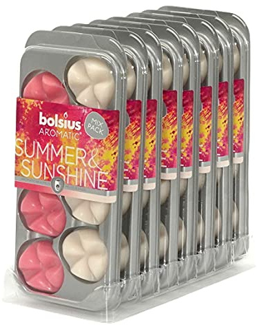 64 Stück Bolsius AROMATIC Wax Melts Wachs Duft Schmelzblüten Düfte (8x8er) (Summer & Sunshine W85)
