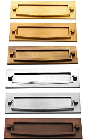 Entrée de boîte aux lettres traditionnelle victorienne en laiton massif avec heurtoir de porte Bronze vieilli 25,4 x 7,6 cm