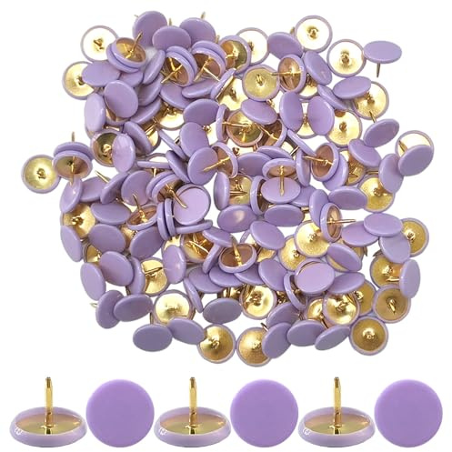 Ruidee 150 Stück Reißzwecken Metall Dekorative Reißzwecke Reißnagel rund mit Kunststoffköpfen und Stahlspitzen (Purple)