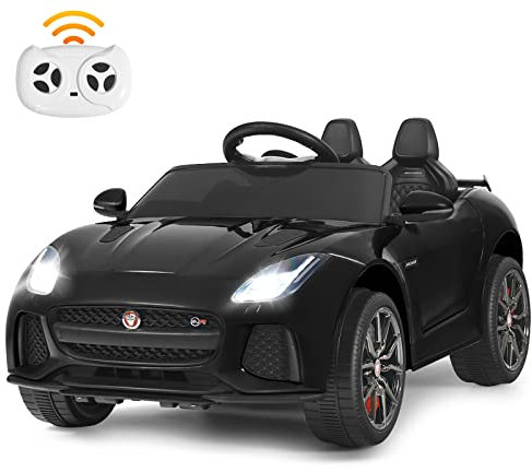 DREAMADE 12V Kinder Elektroauto, elektrisches Kinderauto mit 2,4G Fernbedienung & Musik & LED-Licht & Hupe, Elektrofahrzeug für Kinder ab 3 Jahren (Schwarz)