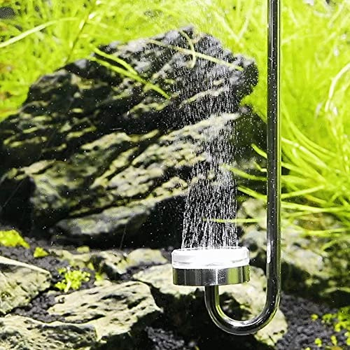 Aquarium CO2 Diffuser,Stainless Steel Carbon Dioxide Atomiser with Integrated Check Valve& 2 Suction Cups for Fish Tank Hydroponics Air Pump