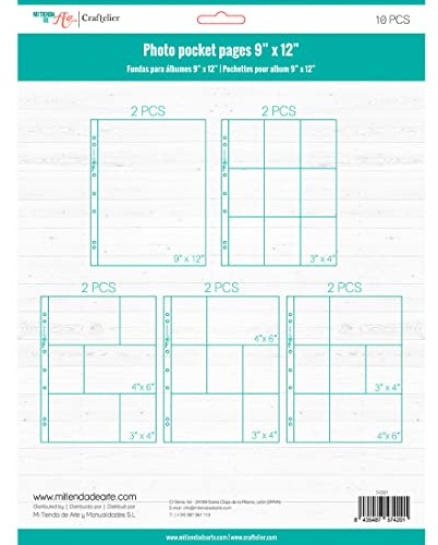 Craftelier - Klare Kunststoffhüllen für personalisierte Fotoalben | Größe 9 x 12 (22,86 x 30,48 cm) | Kompatibel mit 3- und 4-Ring-Alben (5 Ausführungen)