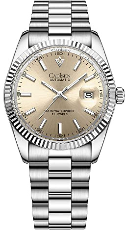CADISEN Men Automatic Watch Sapphire Luxury Mechanical Wristwatch Stainless Steel Waterproof Watch Casual Homage