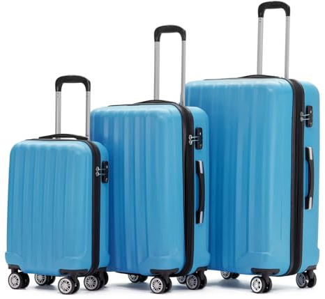BEIBYE TSA-Schloß 2080 Zwillingsrollen 3 TLG. Reisekofferset Koffer Kofferset Trolley Trolleys Hartschale (Tuerkis)