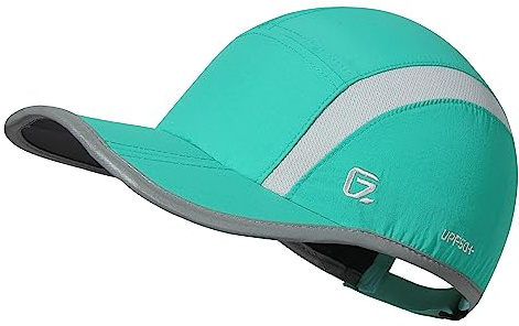 GADIEMKENSD Baseball Cap Nylon Running Cap Outdoor Sports Hat for Men Women Adjustable Quick Drying Reflective Foldable UPF50+ Breath Mesh Water Repellency Race Performance Lightweight Green