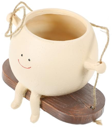 Happyyami Pot De Fleurs Suspendu Résine Jardinière Décorative pour Plantes Succulentes pour Jardin Cour Balcon Installation Facile Et