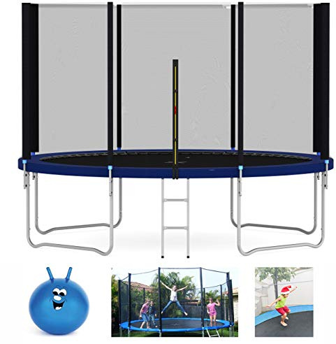 Heavy Duty 6FT 8FT 10FT 12FT 14FT Outdoor Trampoline with Enclosure Net for Kids Spring Cover Ladder FREE Space Hopper (12ft)