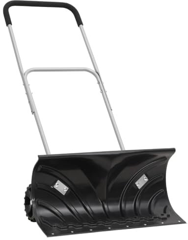 vidaXL Extendable Snow Shovel - Efficient Snow Pusher with Anti-Slip Wheels, Reversible Metal Edge, Adjustable Handle - Durable, Robust Construction - Black