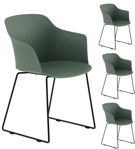 IDIMEX Gartenstuhl FORO im 4er Set, Grün - Outdoor Schalenstuhl aus Polypropylen, Sitzschale UV-beständig und pflegeleicht, schlanke Metallbeine, modernes Design für Garten und Terrasse