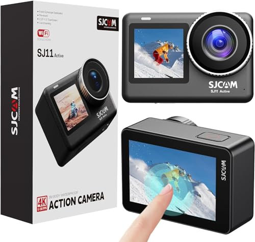SJCAM SJ11 4K30FPS Action Cam 2.4Ghz/5Ghz WiFi Camera Remote Control, 5M Body Waterproof Underwater Camera with 6-aixs Stabilization, 2.33'' Touch Screen 154° FOV Sports Camera with Helmet Kits