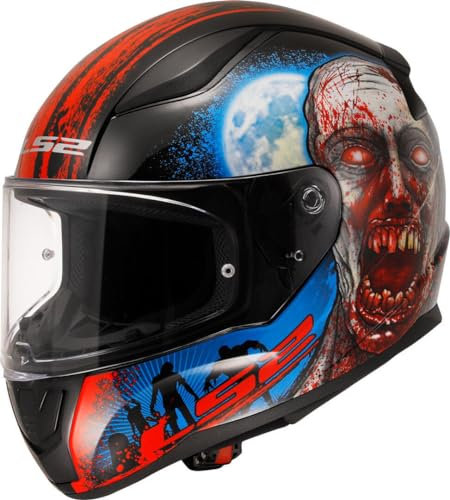 LS2, Casco Moto Integrale RAPID II ZOMBIE Black Red, S