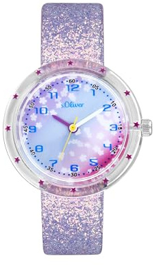 s.Oliver Armbanduhr Mädchen Kinder Quarzuhr Analog, mit Kunstleder Armband, Mehrfarbig, wasserfest Wasserdicht, Kommt in Uhren Geschenk Box, 2037718