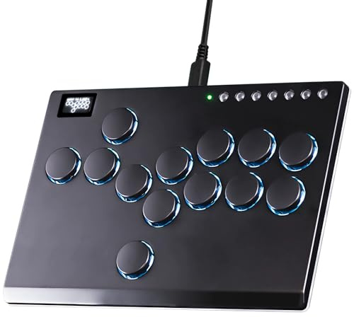 Sehawei Arcade Fight Stick,13 Keys Aluminum Alloy Game Keyboard,Street Fight keypad with Turbo Functions & Custom RGB pour PS4/Switch/PC/PS3/Steam (M13 Black)