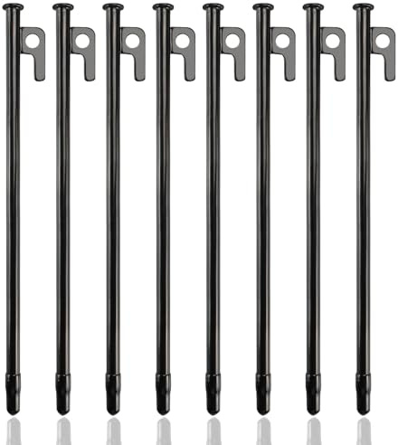 8 Stück Zeltheringe, 30cm Heringe Camping mit Haken und Loch für Outdoor-Ausflüge, Wandern, Camping, Gartenarbeit