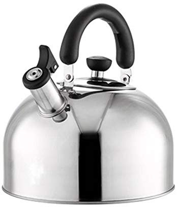 Bollitore for il tè Piano cottura Fischio Bollitore in acciaio inossidabile Famiglia 4L Bollitore a gas Fischio Fornello for acqua calda Induzione Teiera universale(Silver)