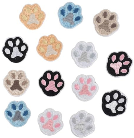 Disnace Juego de 14 Parches Autoadhesivos con Estampado de Patas, Parches para Planchar, Parches Bordados de Huellas de Perro, Apliques de Bordado, DIY y Parches Decorativos para Reparar Ropa, Chaquet