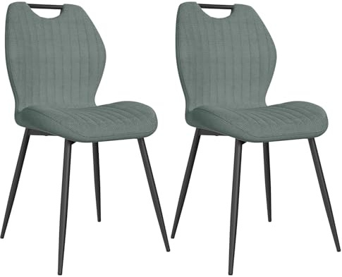 JIJIAN 2er Set Stühle Esszimmer mit Chenille, Grau Esszimmerstühle | Metallbeinen, Bis 150 kg Belastbar, Modernes Design, Küchenstühle, Polsterstühle für Esszimmer Wohnzimmer Küche