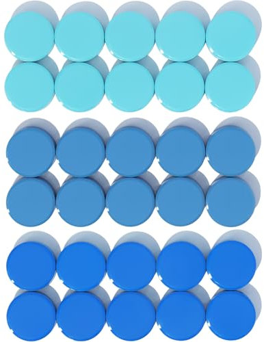 DUJEQM Aimant Frigo, 30PCS Aimant Puissant, Aimants Tableau Magnétique | Mini Magnet Frigo Plat | Petit Aimant Rond | Aimants Décoratifs Aiment pour Tableau Blanc, Réfrigérateur, Calendrier (Bleue)